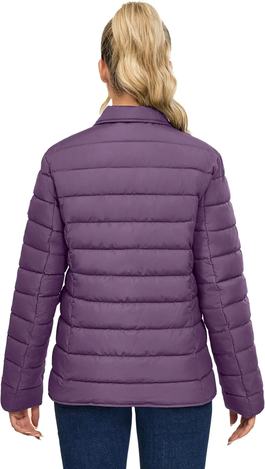 Little Donkey Andy Women's Warm Windproof Puffer Jacket Lightweight Breathable Jacket Winter Long-Sleeve Insulated Coat