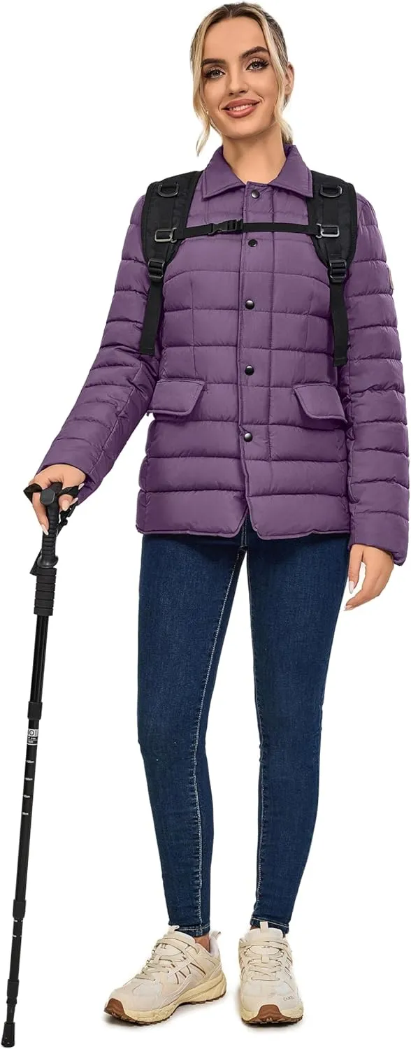 Little Donkey Andy Women's Warm Windproof Puffer Jacket Lightweight Breathable Jacket Winter Long-Sleeve Insulated Coat