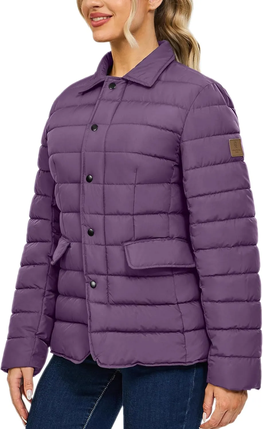 Little Donkey Andy Women's Warm Windproof Puffer Jacket Lightweight Breathable Jacket Winter Long-Sleeve Insulated Coat
