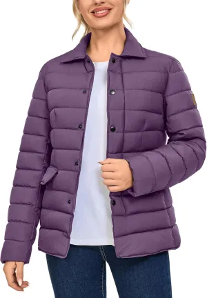 Little Donkey Andy Women's Warm Windproof Puffer Jacket Lightweight Breathable Jacket Winter Long-Sleeve Insulated Coat