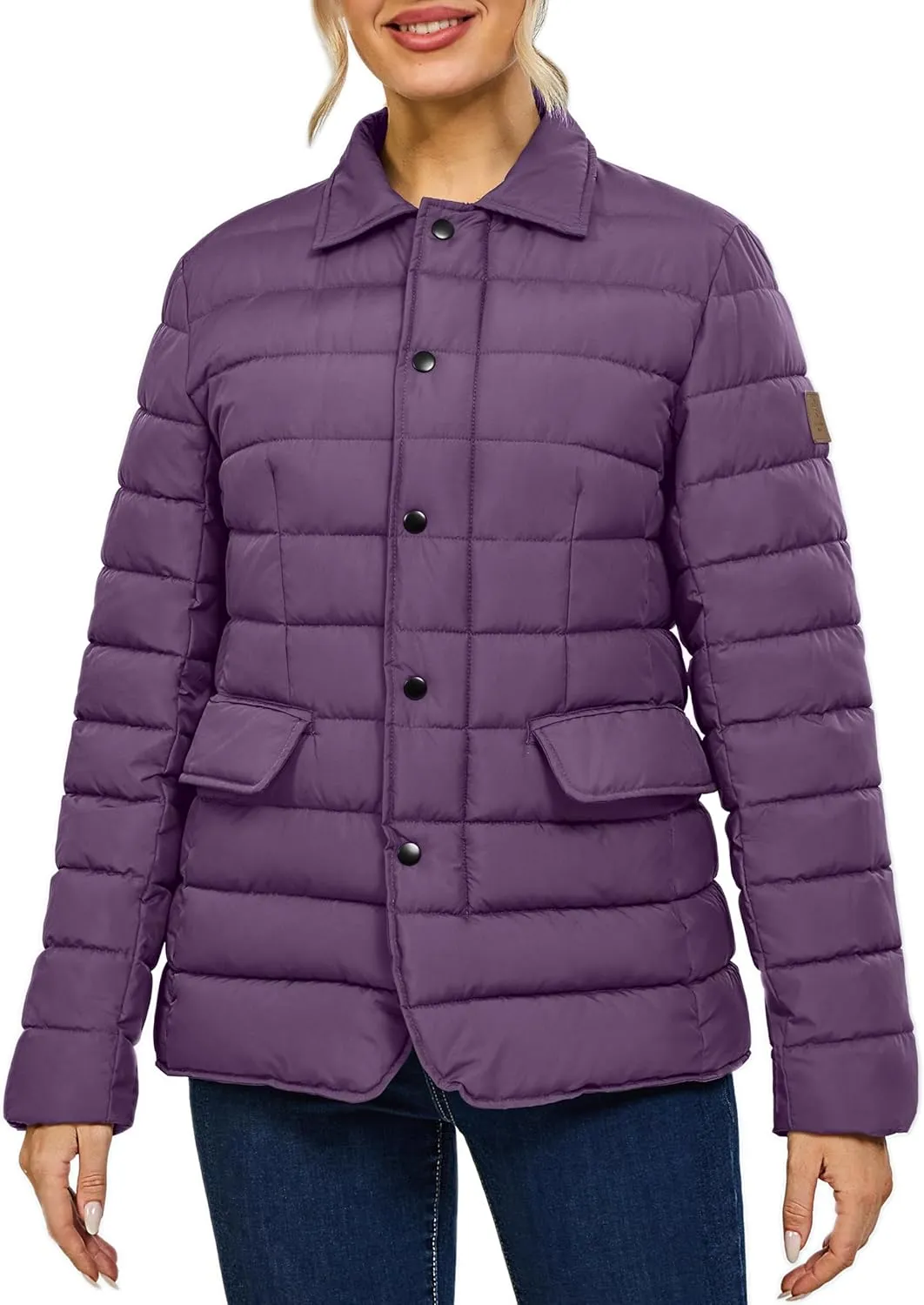 Little Donkey Andy Women's Warm Windproof Puffer Jacket Lightweight Breathable Jacket Winter Long-Sleeve Insulated Coat