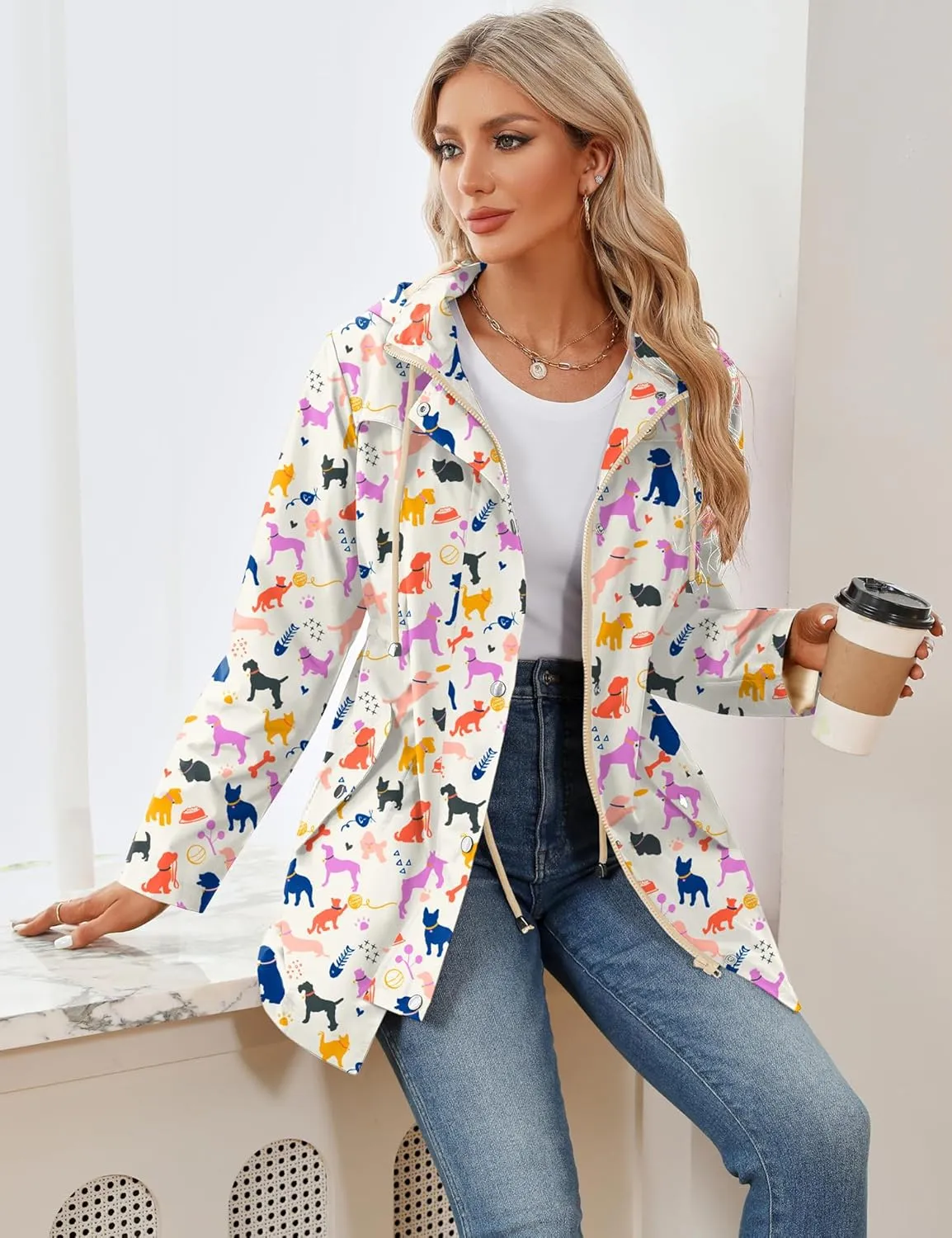 LOMON Women Waterproof Outdoor Hiking Raincoat Women Lined Rain Jacket Lightweight Hooded Jackets Trench Coats