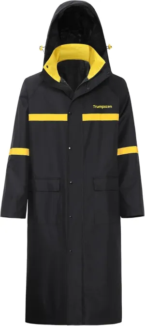 Long Raincoats Black Waterproof Hooded Rain Jacket Breathable Packable Poncho for Men Outdoor Activities and Work
