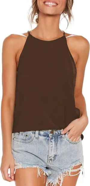 LouKeith Womens Tank Top Racerback Halter Tops Sleeveless Shirts Spaghetti Strap Camisole Casual Summer Basic Blouses