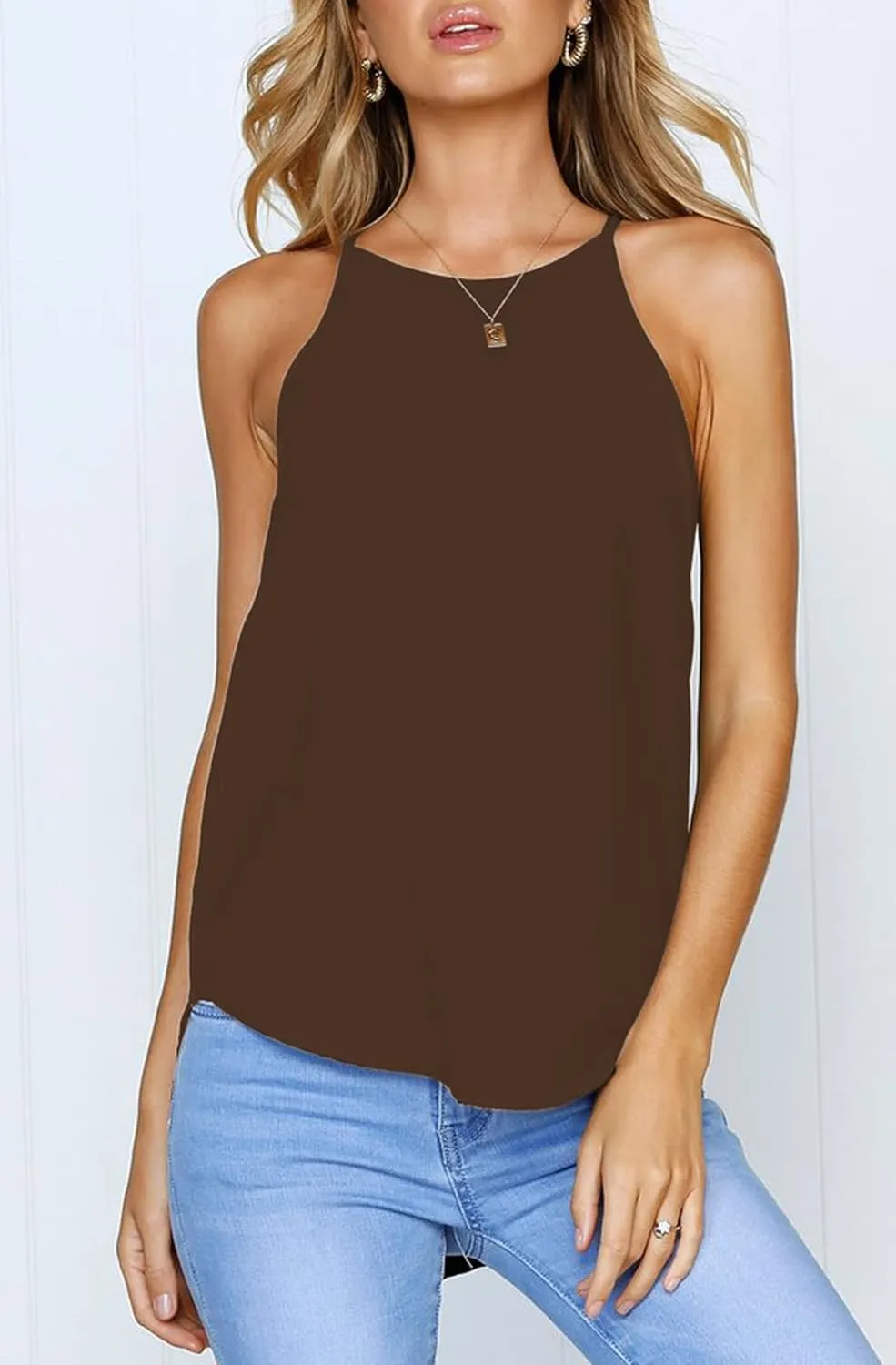 LouKeith Womens Tank Top Racerback Halter Tops Sleeveless Shirts Spaghetti Strap Camisole Casual Summer Basic Blouses