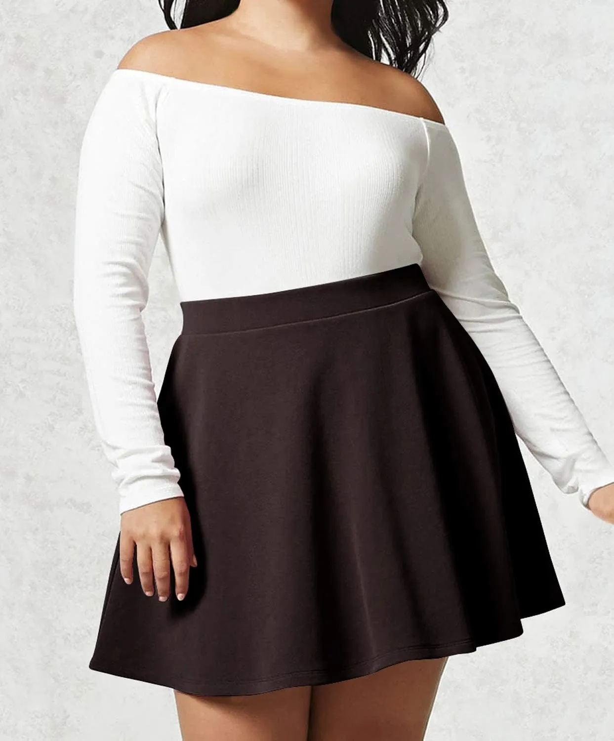 Made By Johnny Women's Basic Versatile Stretchy Flared Casual Mini Skater Skirt XS-3XL Plus Size