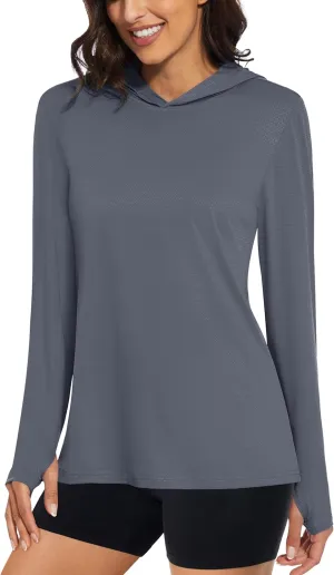 MAGCOMSEN Women's Sun Hoodie UPF 50  Rash Guard T Shirts Long Sleeve Athletic Hiking UV Protection Shirts