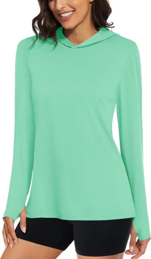 MAGCOMSEN Women's Sun Hoodie UPF 50  Rash Guard T Shirts Long Sleeve Athletic Hiking UV Protection Shirts