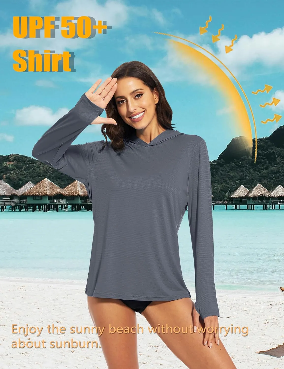 MAGCOMSEN Women's Sun Hoodie UPF 50  Rash Guard T Shirts Long Sleeve Athletic Hiking UV Protection Shirts