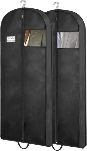 ManGotree 54" Garment Bags, Suit Bags for Closet Storage and Travel, Portable Garment Covers With Handle, Nonwoven Breathable Clothing Storage Bags with Zipper for Suit, Coat, Dress, Set of 2