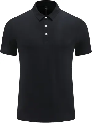 Men Polo Shirts Short Sleeve Casual Basic Button Down Lapel Tees Tops Solid Color Athletic Slim Fit Golf Shirts