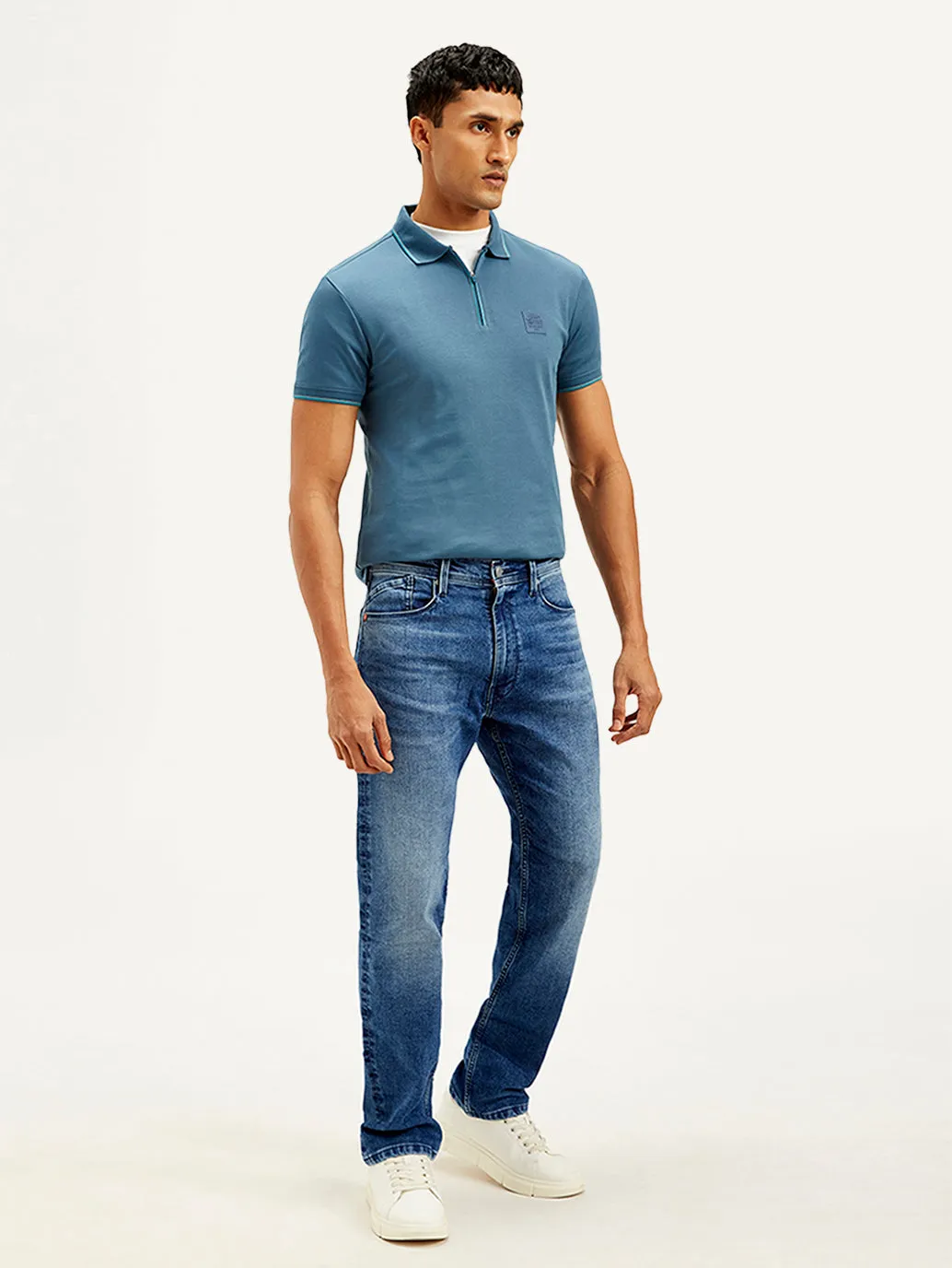 Men's 555 Relaxed Straight Fit Blue Jeans