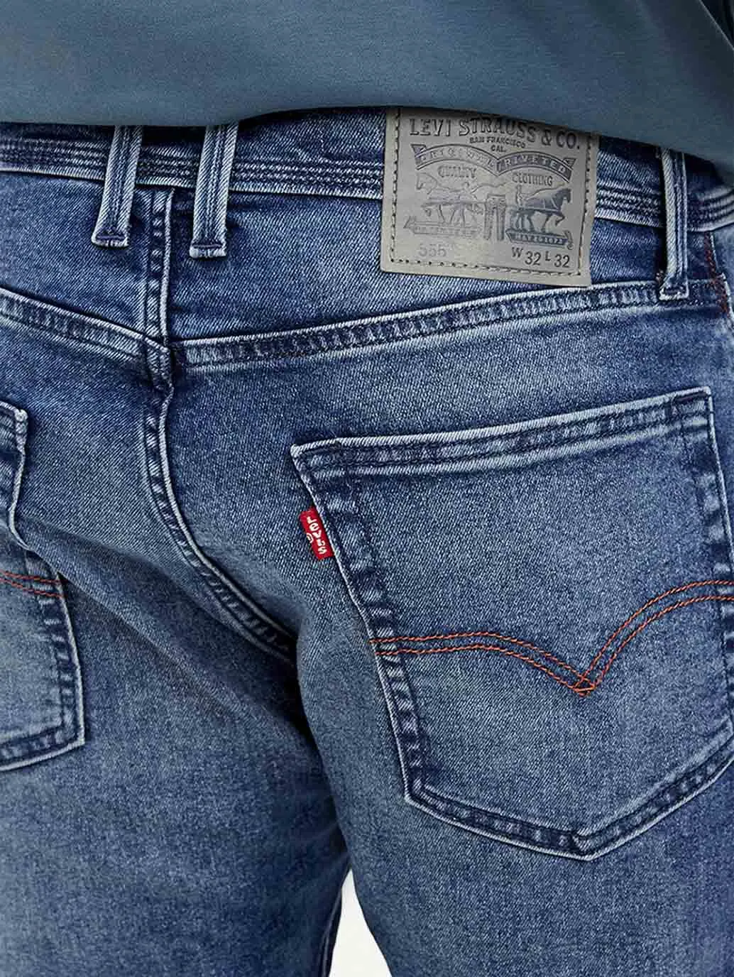 Men's 555 Relaxed Straight Fit Blue Jeans