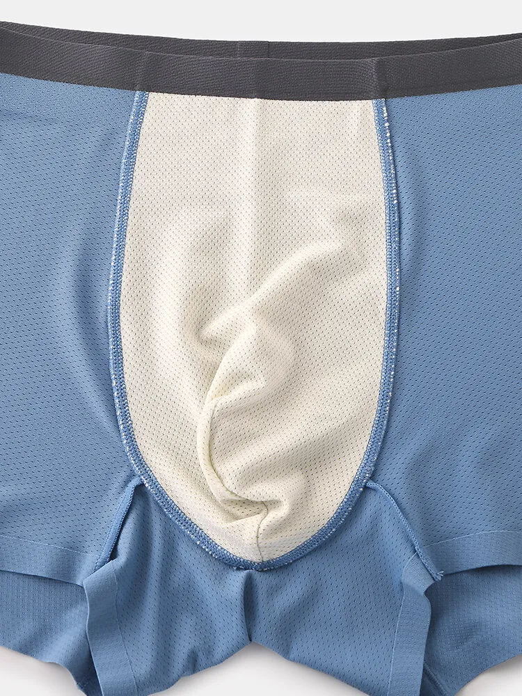 Mens Ice Silk Hive Mesh Sports Thin Section Breathable Boxer Briefs Panties Underwear
