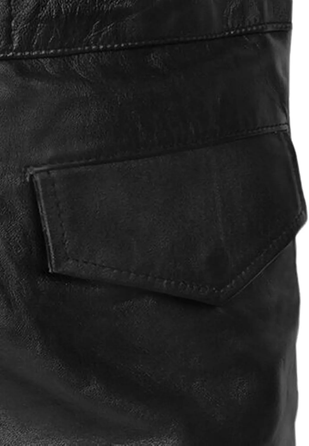 Men's Military M-65 Black Leather Jacket 100% Real Lambskin Leather Moto Biker Jacket
