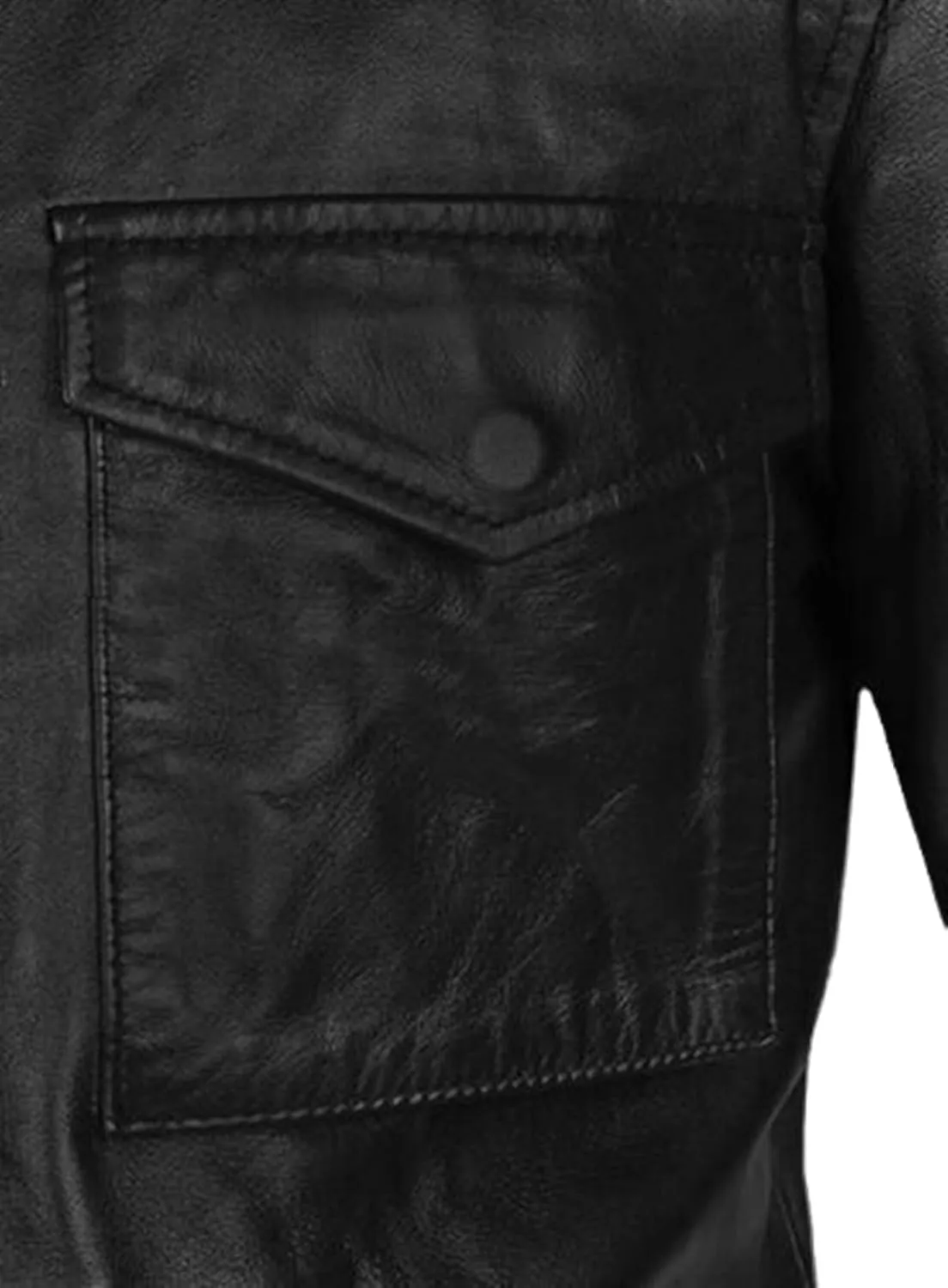 Men's Military M-65 Black Leather Jacket 100% Real Lambskin Leather Moto Biker Jacket