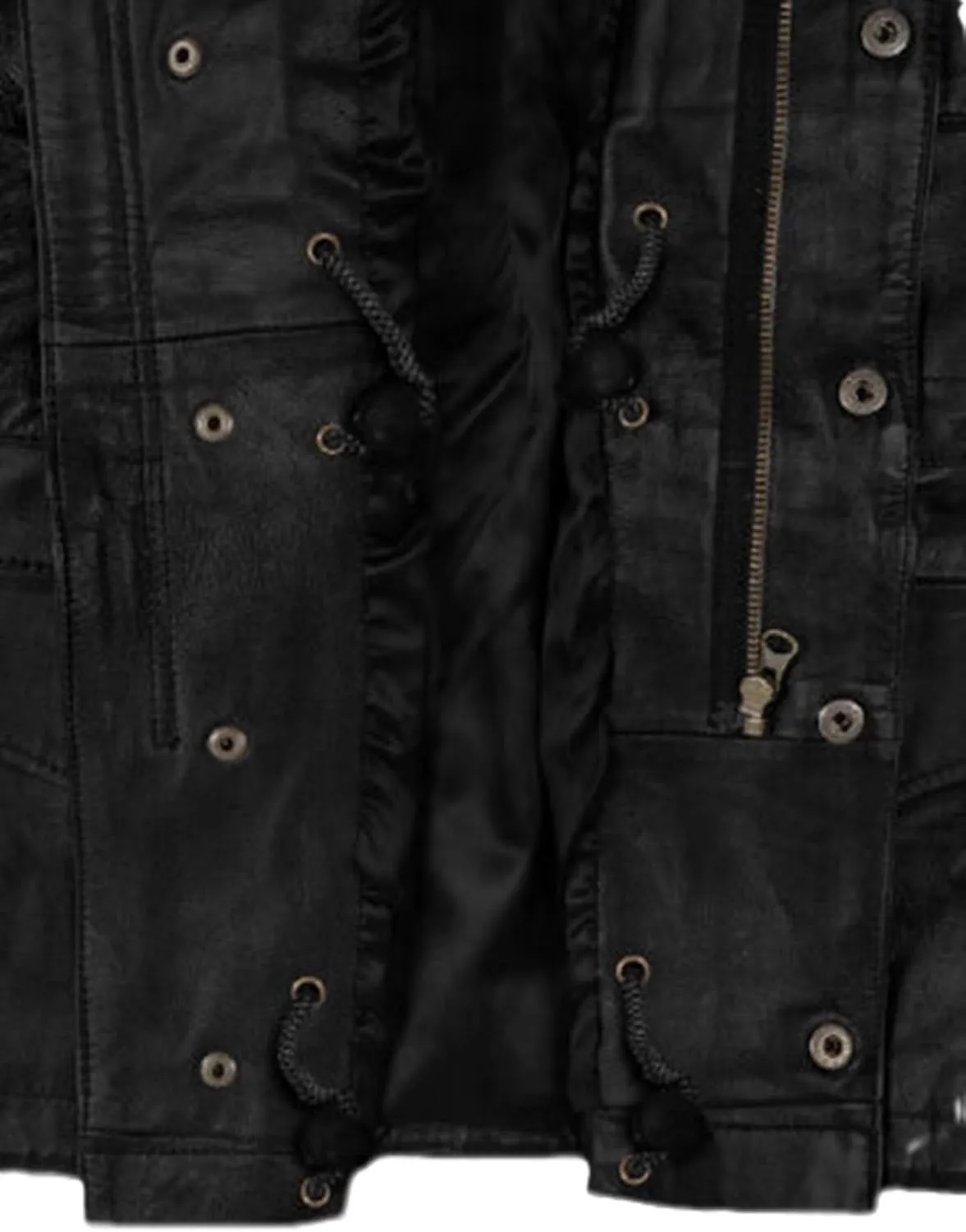 Men's Military M-65 Black Leather Jacket 100% Real Lambskin Leather Moto Biker Jacket