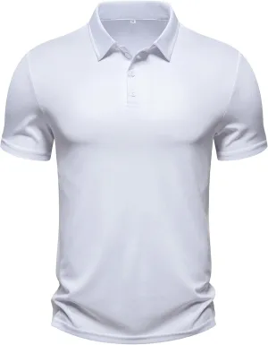 Men's Polo Shirts Summer Short Sleeve Golf Shirt for Men 3 Button Collar T-Shirt Dry Fit Casual Work Athletic Tee Shirts