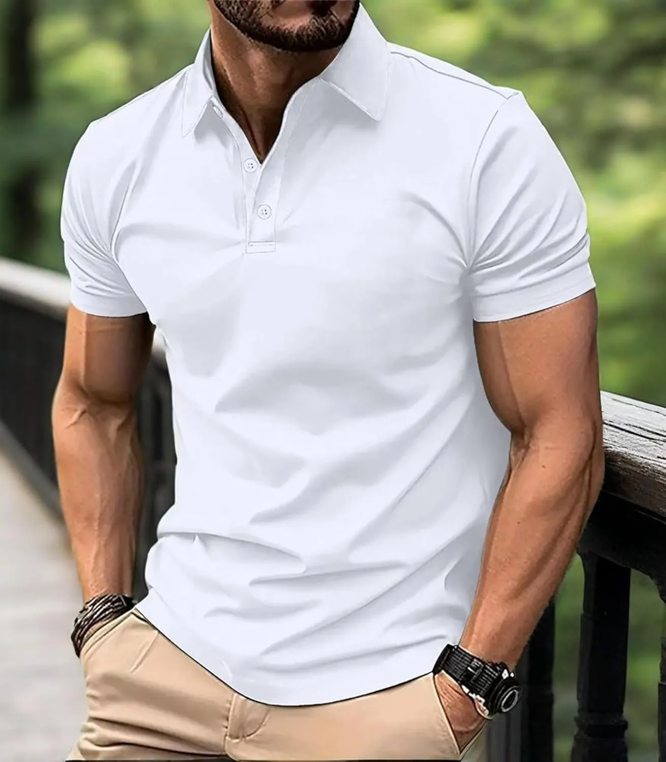 Men's Polo Shirts Summer Short Sleeve Golf Shirt for Men 3 Button Collar T-Shirt Dry Fit Casual Work Athletic Tee Shirts