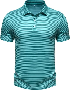 Men's Polo Shirts Summer Short Sleeve Golf Shirt for Men 3 Button Collar T-Shirt Dry Fit Casual Work Athletic Tee Shirts