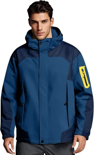 Mens Rain Jacket Lightweight Waterproof Rain Coats Poncho Sun Protective Outdoor Jacket with Hooded