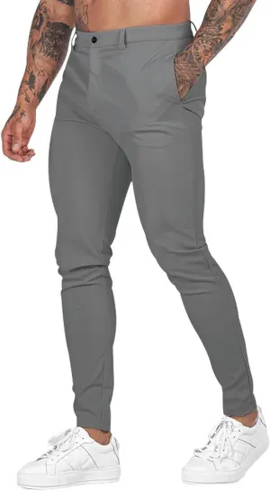 Mens Slim Fit Casual Pants Stretch Cotton Chinos Pants Tapered Lightweight Breathable Casual Golf Business Skinny Dress Pants