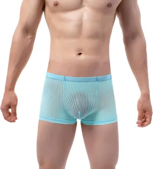 Mens Underwear Boxers Men's Mesh Net Solid Breathable Low Rise Knitted Boxer Briefs Underpants Trunks Shorts