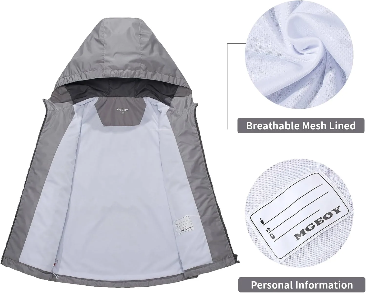 MGEOY Kids Rain Jackets Waterproof with Hood Lightweight Rain Coats for Girls Boys