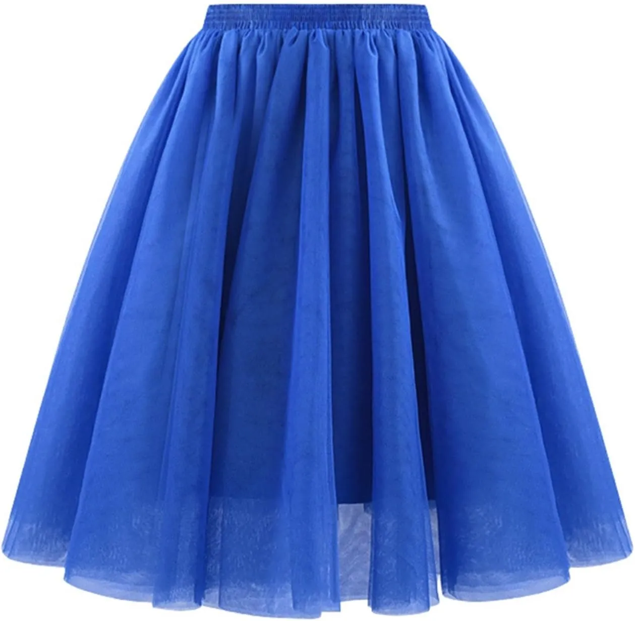 Midi Skirts for Women Trendy Soft Skirt Knee Length Long Elastic Waist Pleated Mesh Rave Costume Skirt for Party
