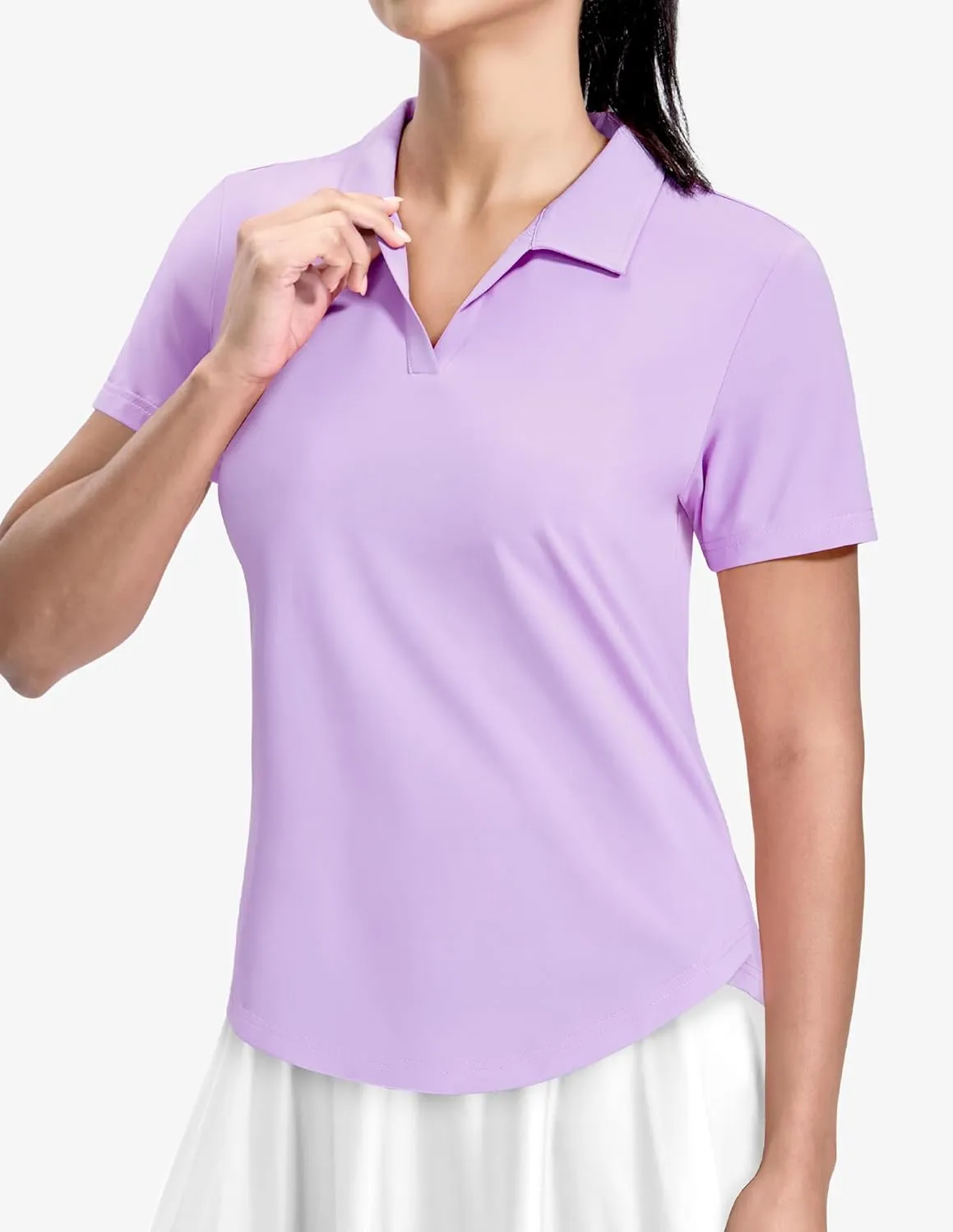 MIER Polo Shirts for Women V Neck Short Sleeve Golf Tennis Shirts Quick Dry Soft UPF 50  Collared Active Tops, Lightweight
