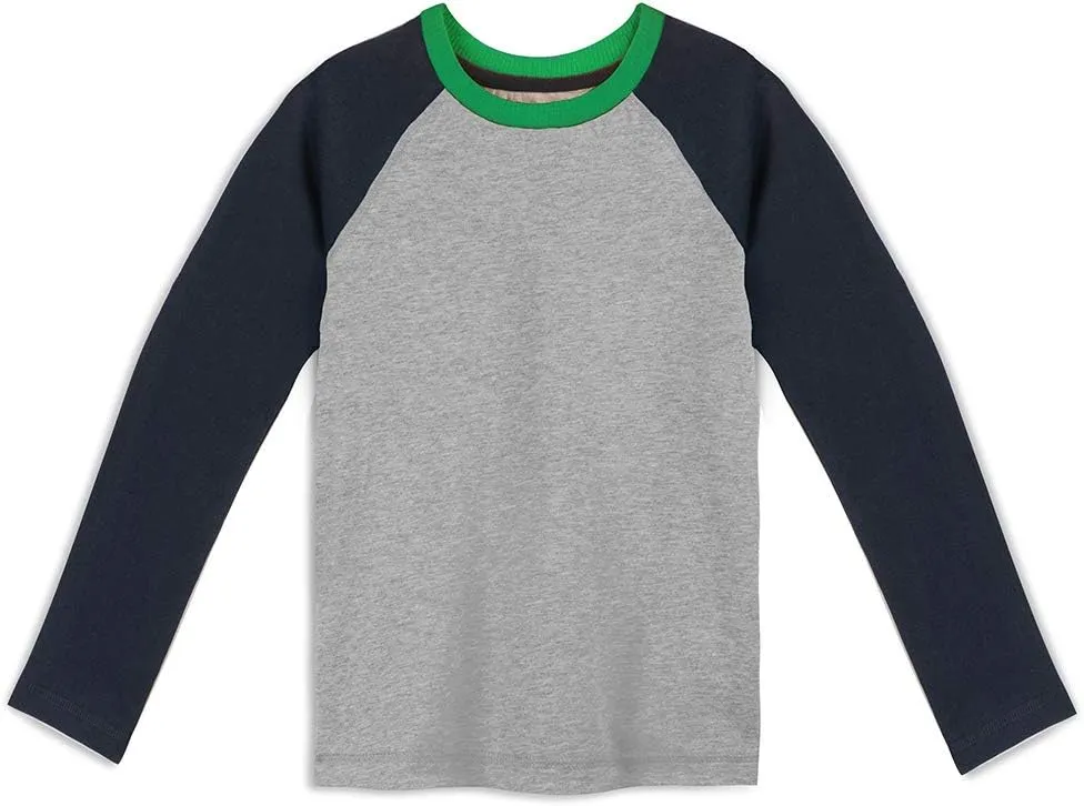 Mightly Boys and Girls' Long Sleeve Raglan Shirt | Organic Cotton, Colorful Casual Stylish Clothes, Soft&Fresh Crew Neck Tee