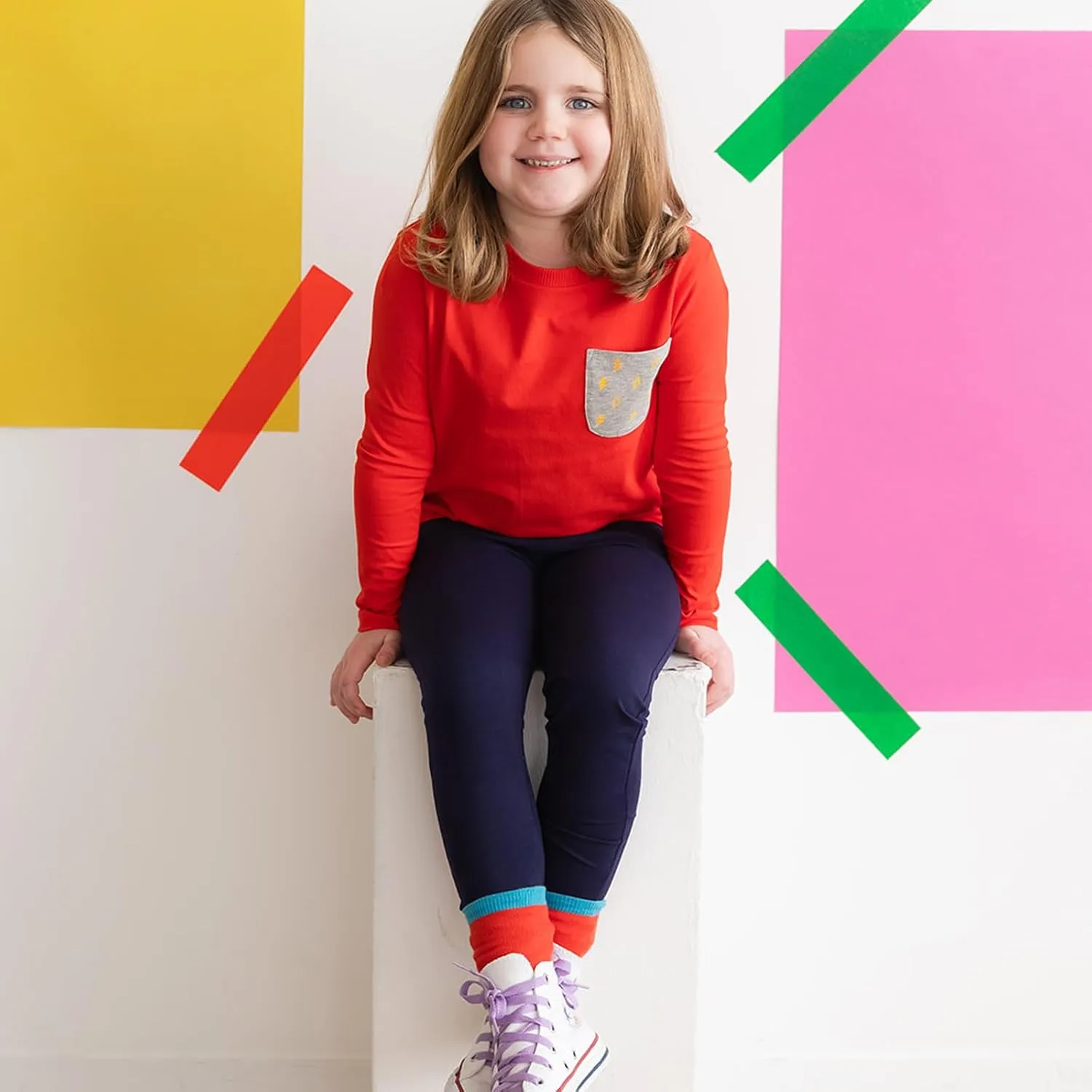 Mightly Boys and Girls' Long Sleeve Raglan Shirt | Organic Cotton, Colorful Casual Stylish Clothes, Soft&Fresh Crew Neck Tee
