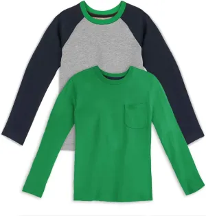 Mightly Boys and Girls' Long Sleeve Raglan Shirt | Organic Cotton, Colorful Casual Stylish Clothes, Soft&Fresh Crew Neck Tee