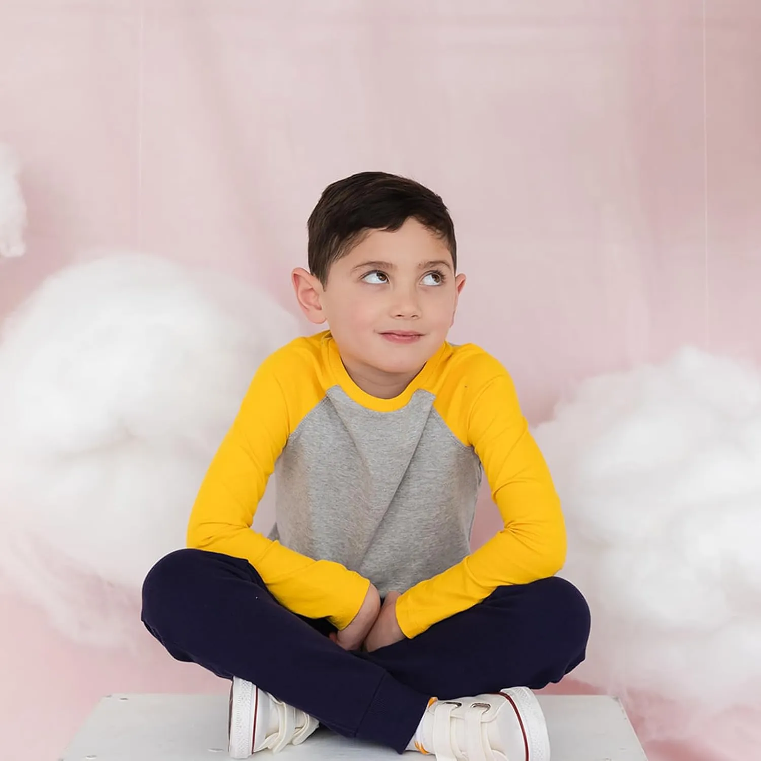 Mightly Boys and Girls' Long Sleeve Raglan Shirt | Organic Cotton, Colorful Casual Stylish Clothes, Soft&Fresh Crew Neck Tee