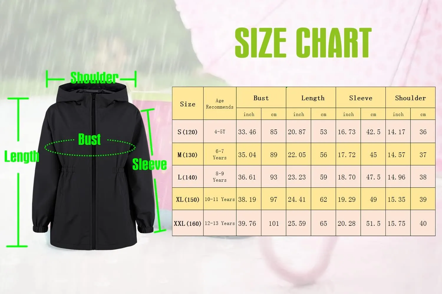 MODAFANS Girls Boys Rain Jacket Lightweight Waterproof Hooded RainCoats Windbreaker for Outdoor 4-13year