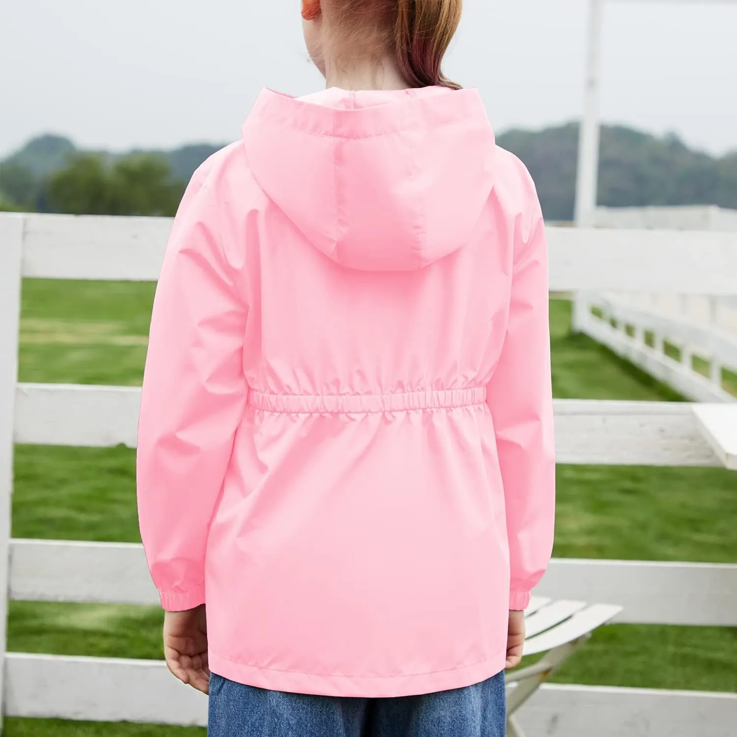 MODAFANS Girls Boys Rain Jacket Lightweight Waterproof Hooded RainCoats Windbreaker for Outdoor 4-13year