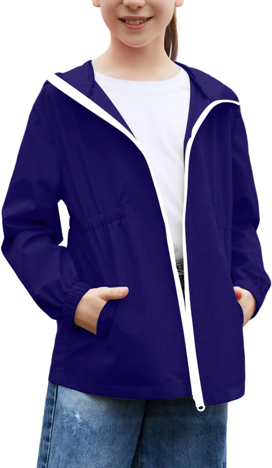 MODAFANS Girls Boys Rain Jacket Lightweight Waterproof Hooded RainCoats Windbreaker for Outdoor 4-13year
