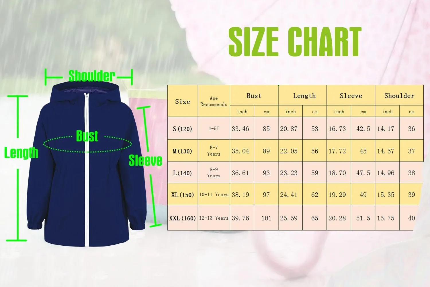 MODAFANS Girls Boys Rain Jacket Lightweight Waterproof Hooded RainCoats Windbreaker for Outdoor 4-13year