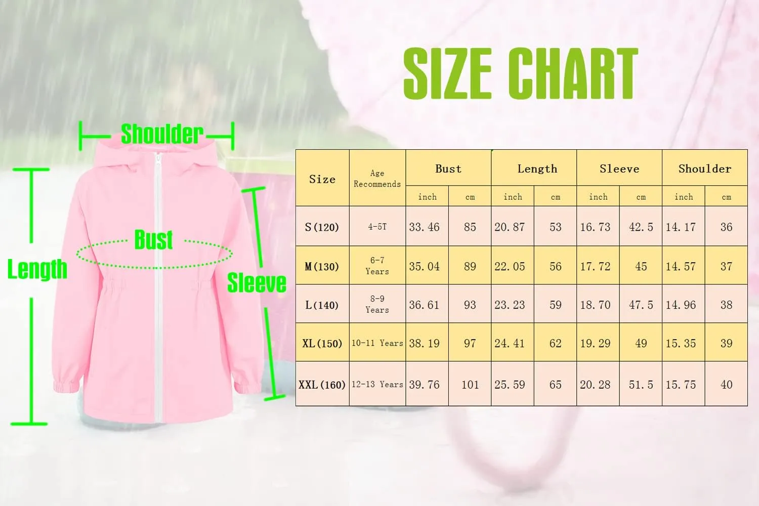 MODAFANS Girls Boys Rain Jacket Lightweight Waterproof Hooded RainCoats Windbreaker for Outdoor 4-13year