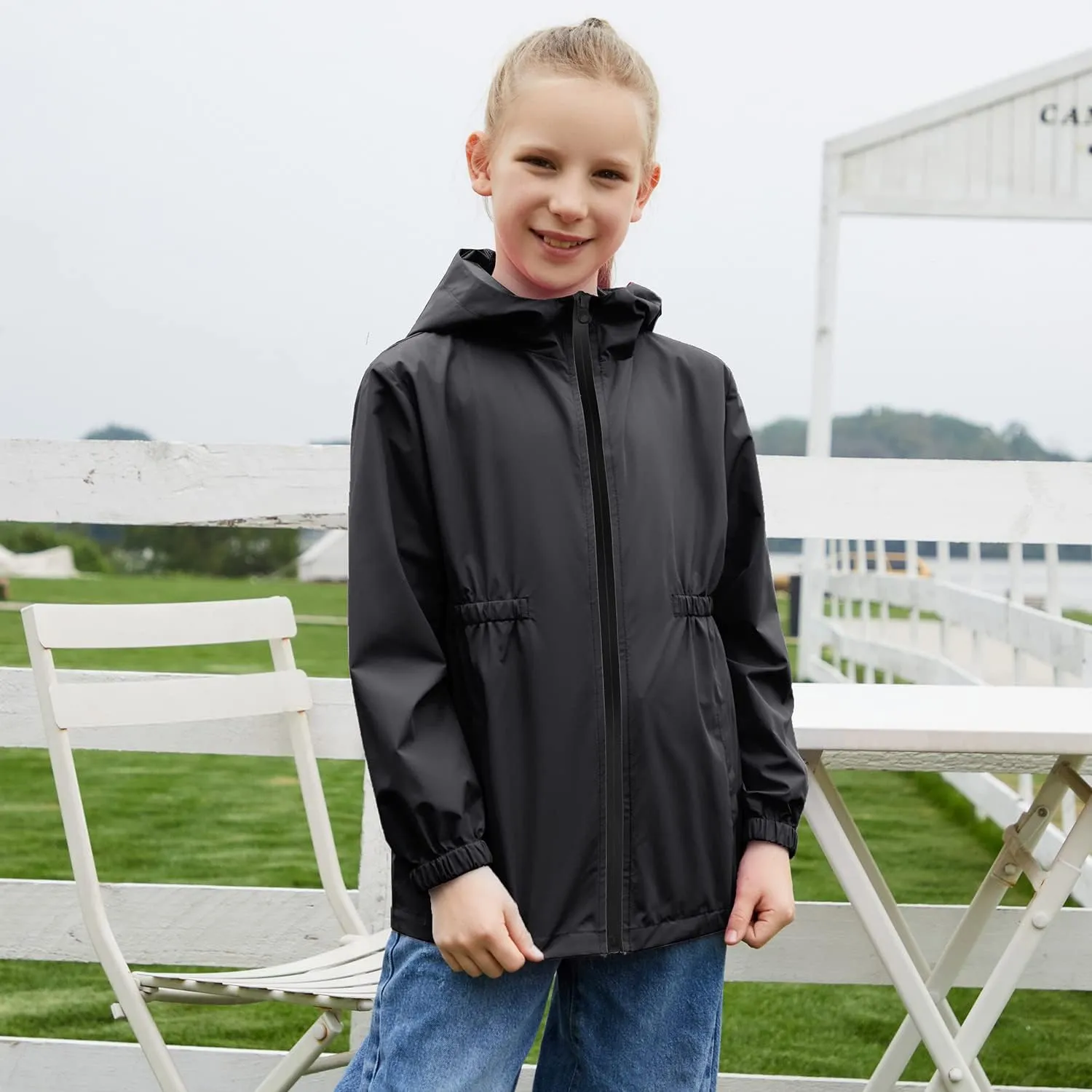 MODAFANS Girls Boys Rain Jacket Lightweight Waterproof Hooded RainCoats Windbreaker for Outdoor 4-13year