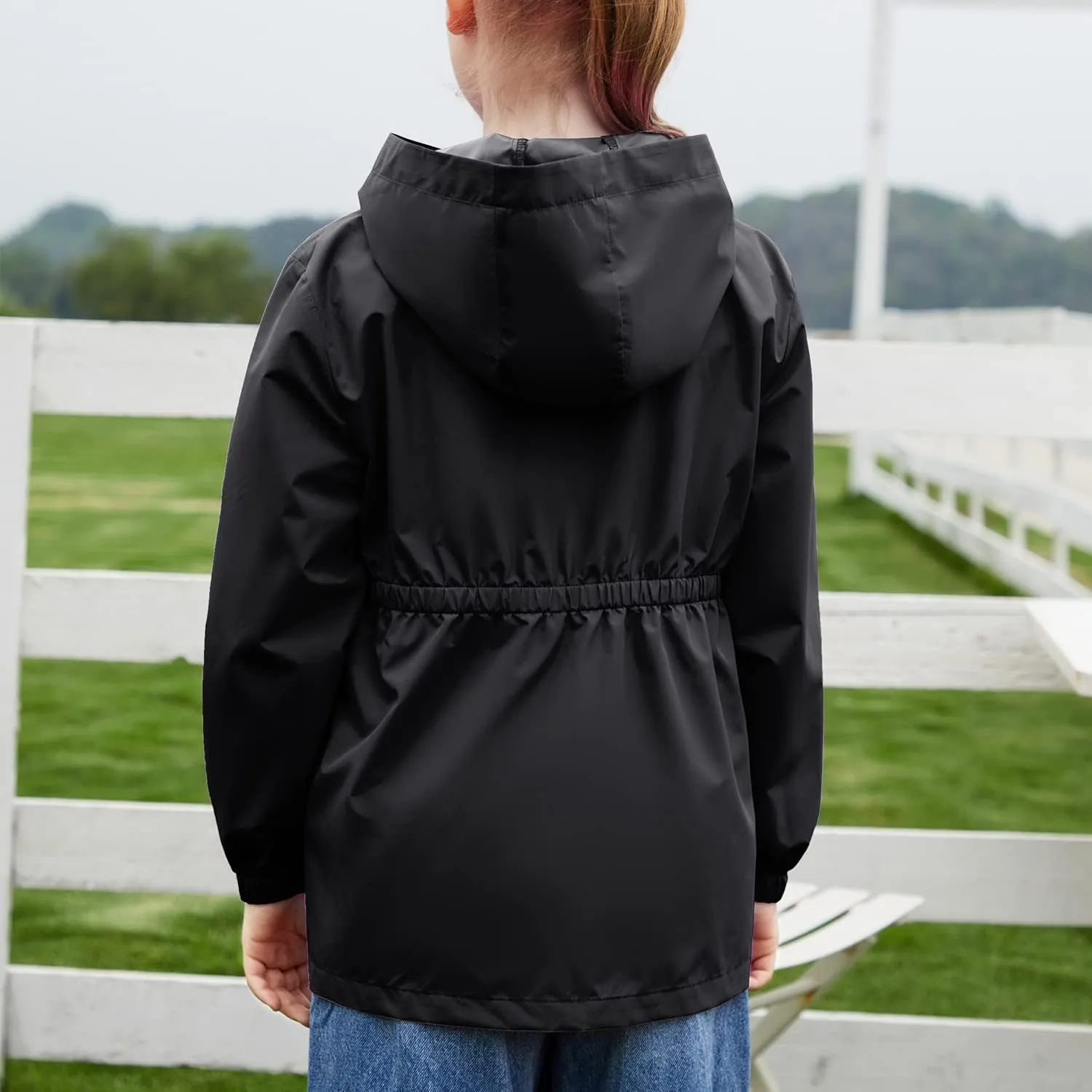 MODAFANS Girls Boys Rain Jacket Lightweight Waterproof Hooded RainCoats Windbreaker for Outdoor 4-13year