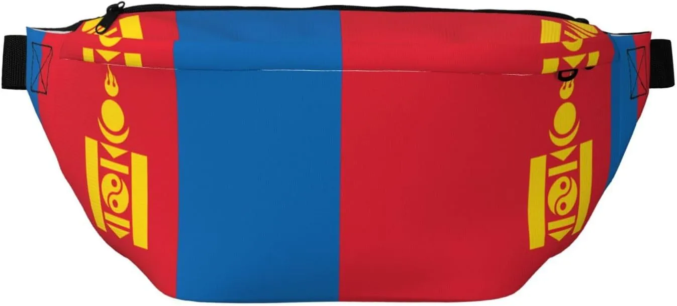 Mongolian Flag Stylish Crossbody Waist Pack - Versatile And Compact Travel Pouch For Hands-Free Storage