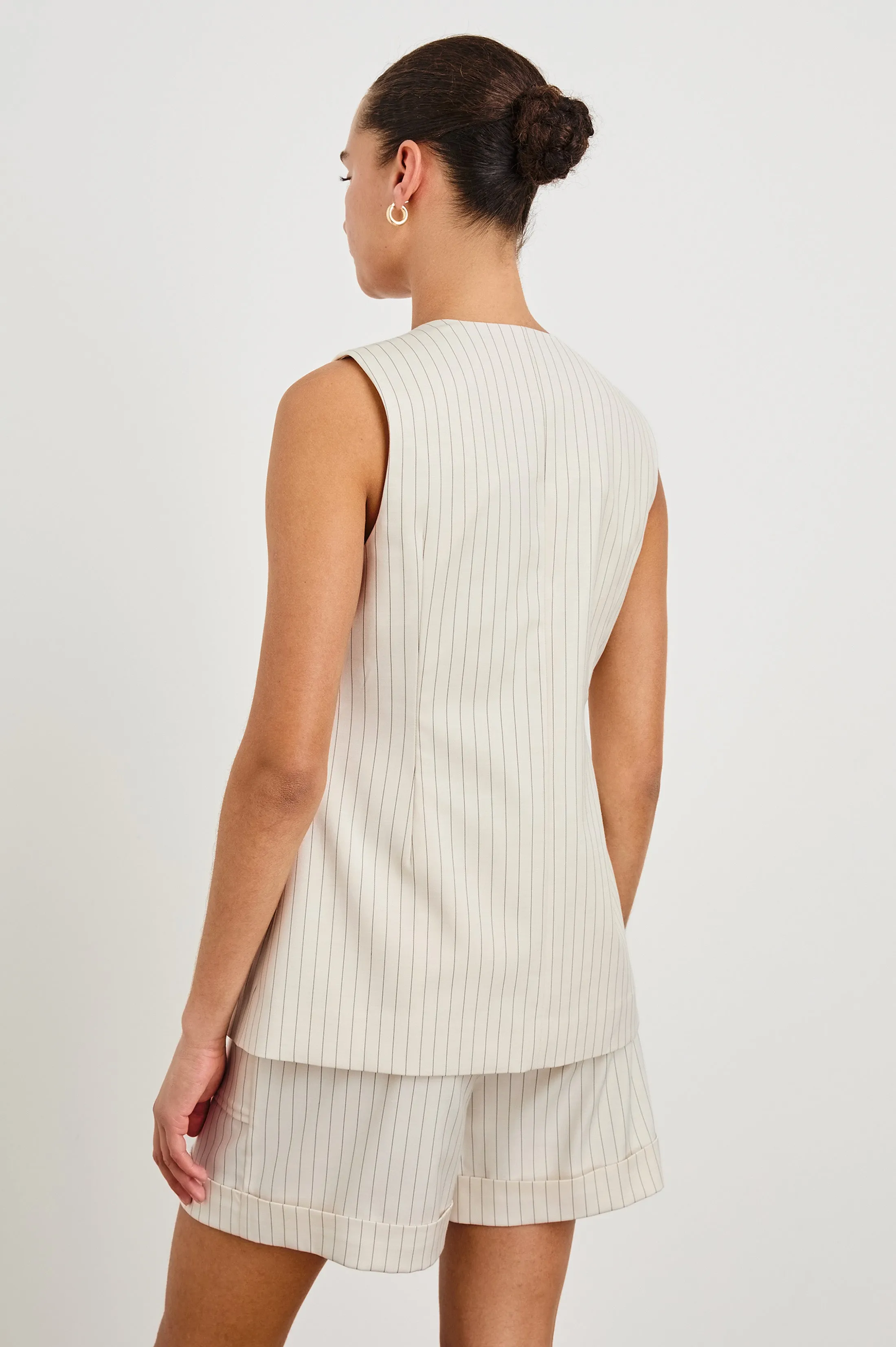 MYLAH VEST - BIRCH PINSTRIPE