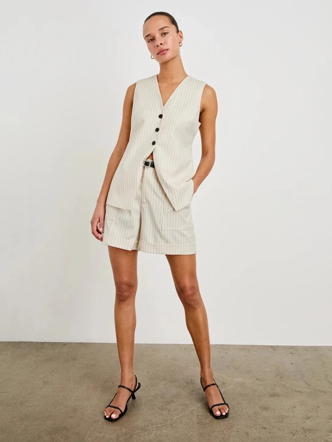 Mylah Vest - Birch Pinstripe