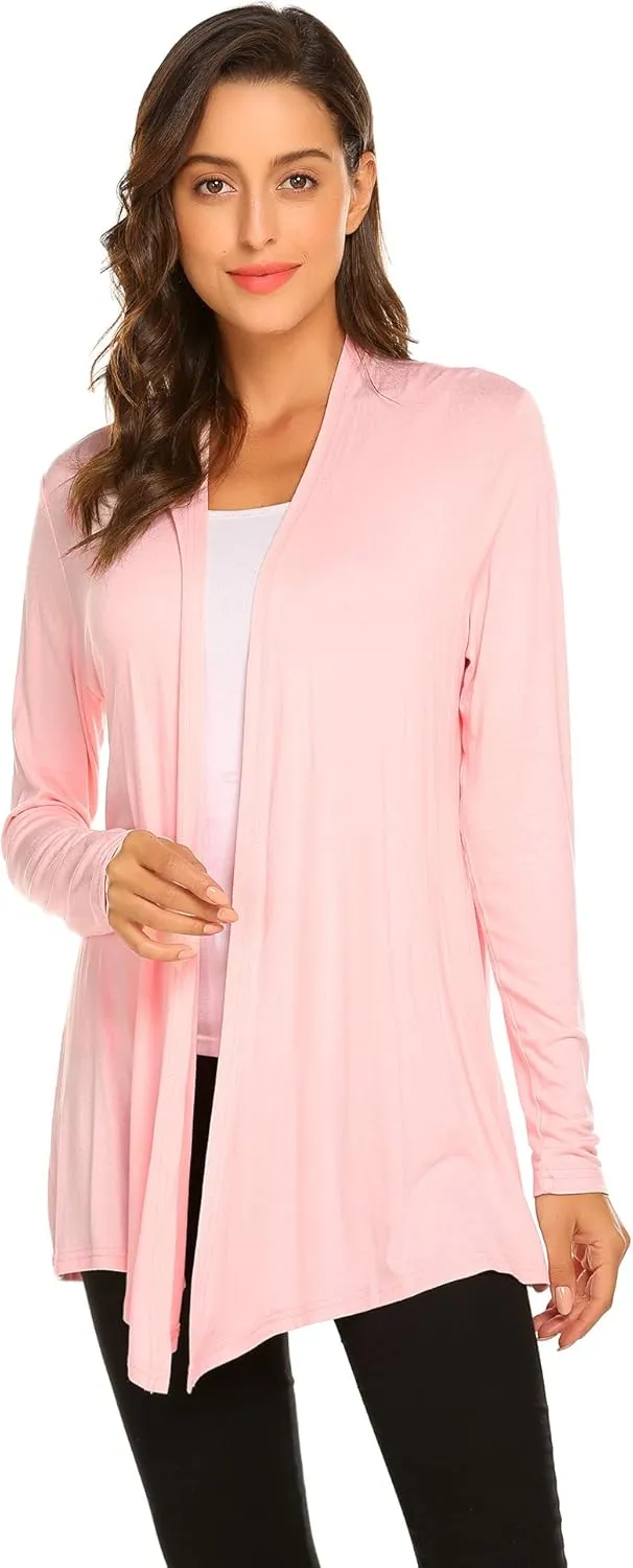 Newchoice Womens Casual Lightweight Long Sleeve Cardigan Soft Drape Open Front Fall Dusters (S-3XL)