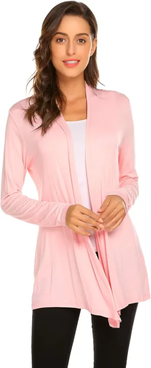 Newchoice Womens Casual Lightweight Long Sleeve Cardigan Soft Drape Open Front Fall Dusters (S-3XL)