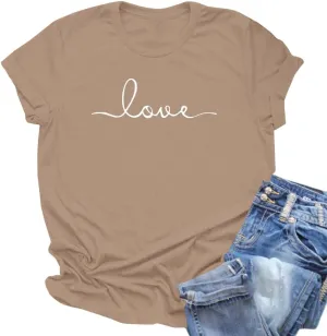 NIUBIA Women's T-Shirt Graphic Tees Love Printed Casual Short Sleeve Tops Summer Loose Fitted Top