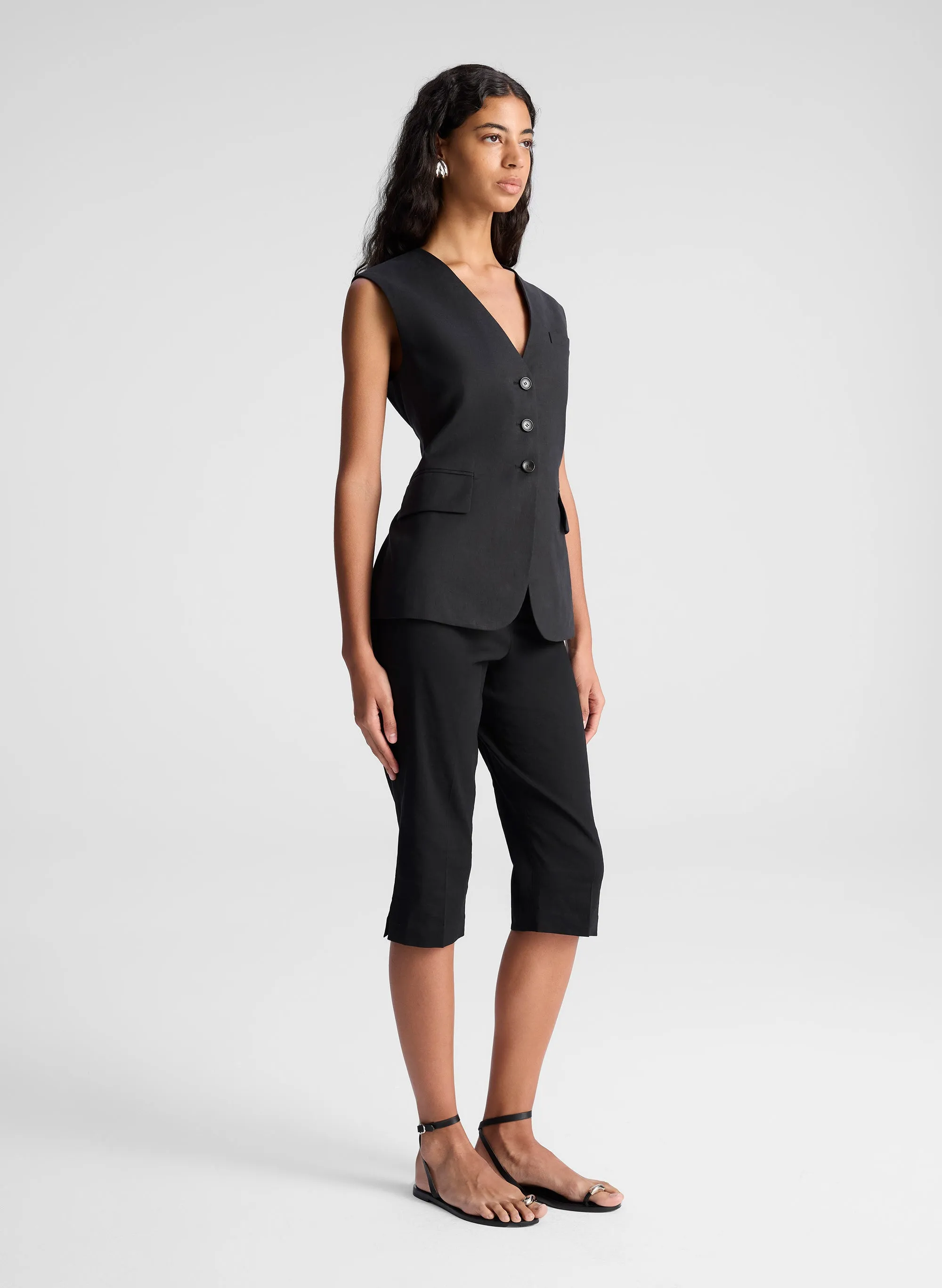 Noa Lace Up Linen Vest