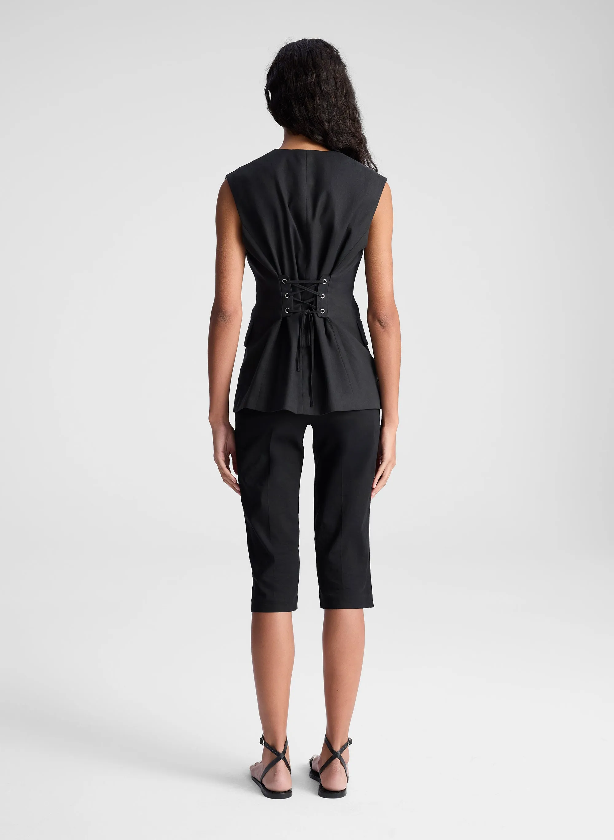 Noa Lace Up Linen Vest