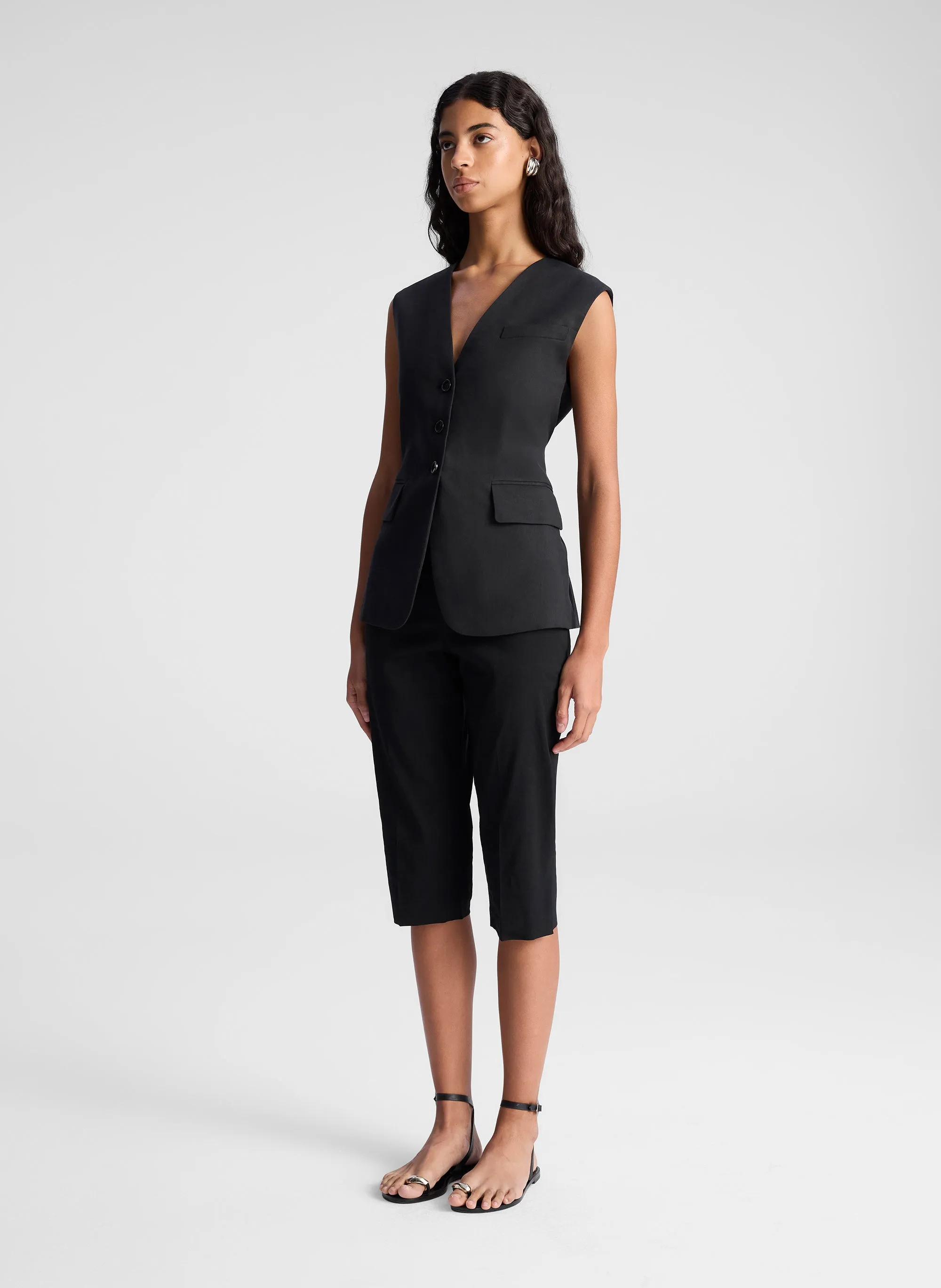 Noa Lace Up Linen Vest